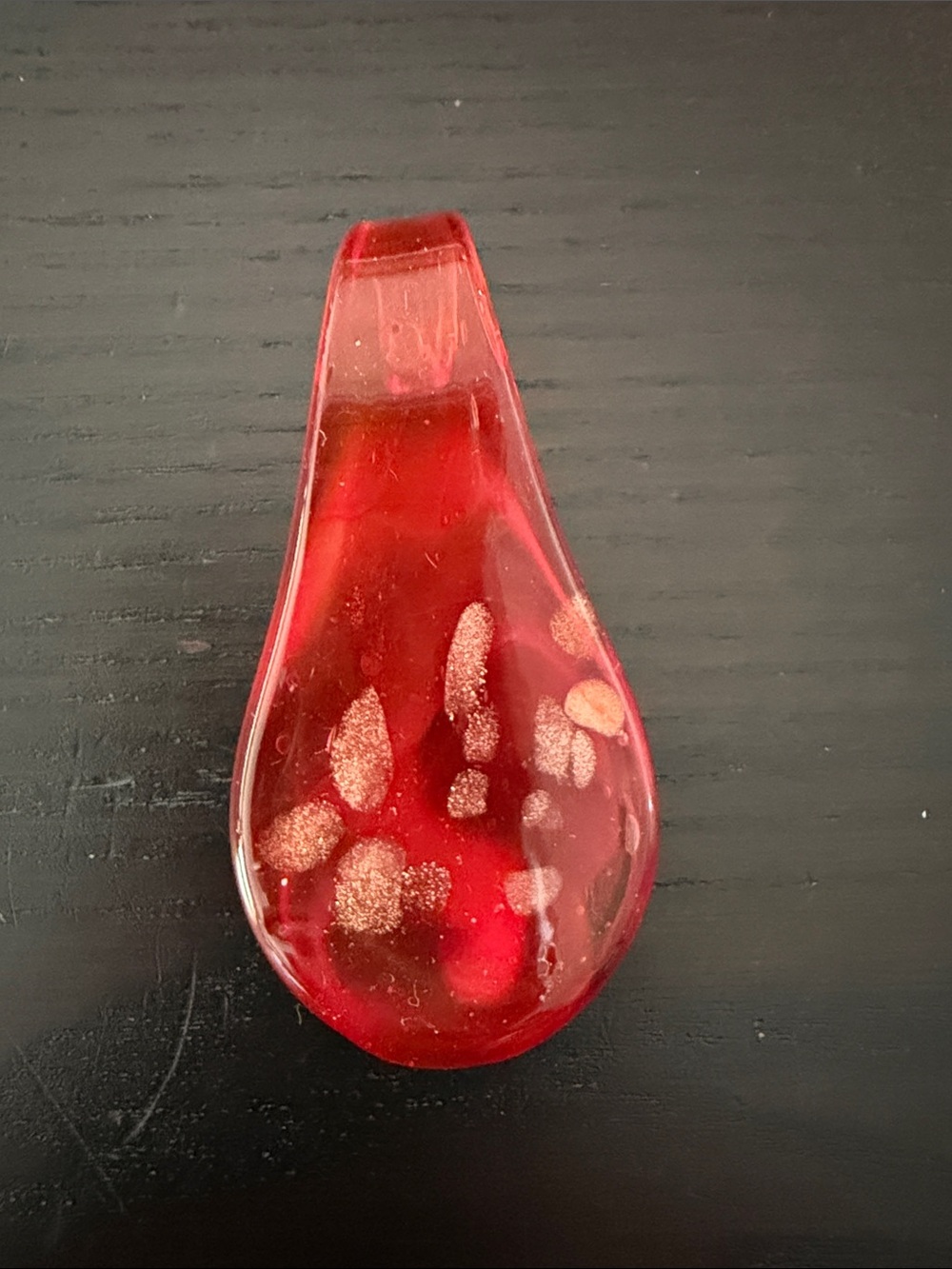 Handmade Red Glass Pendant with Gold Flecks